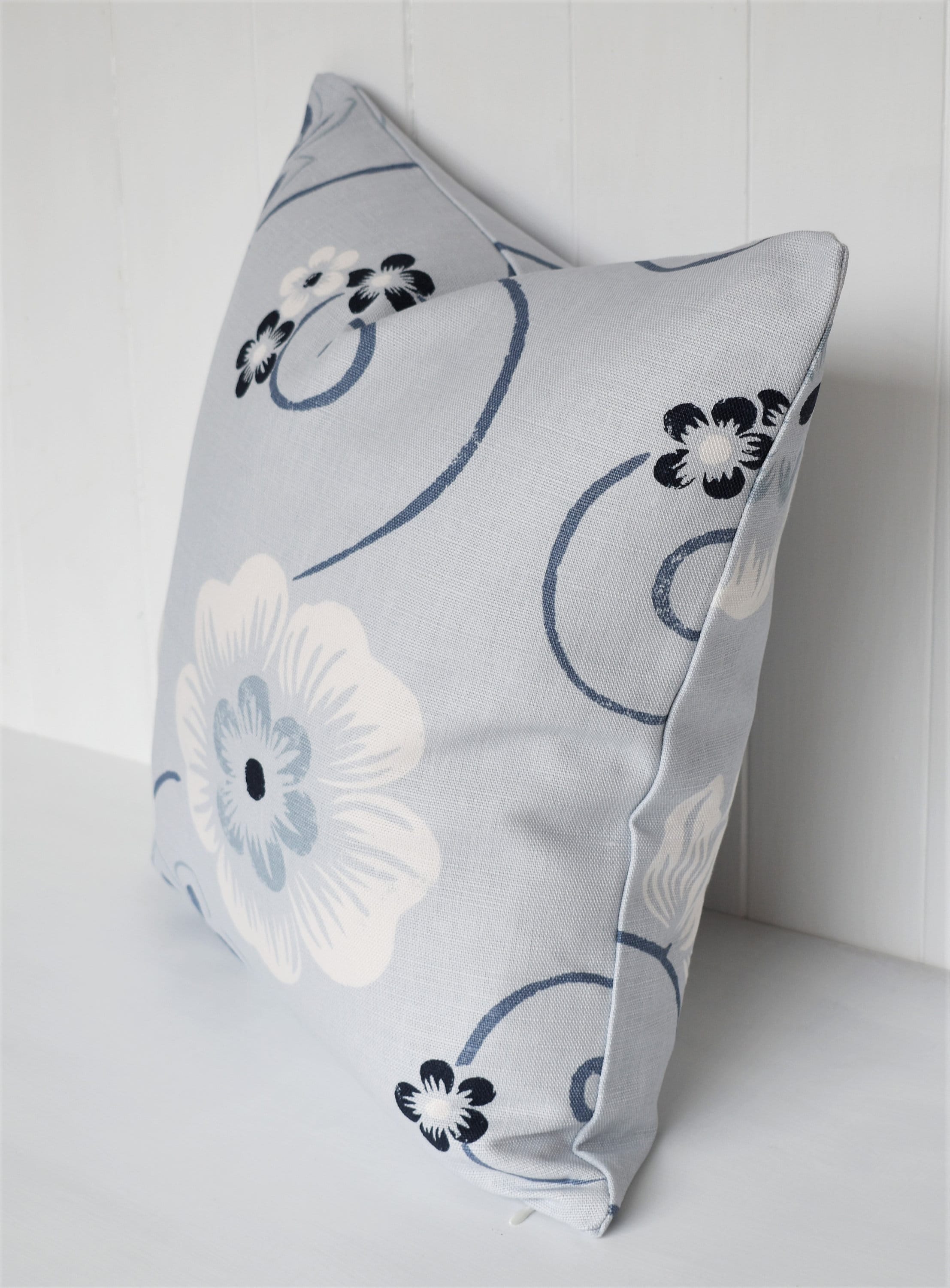 Laura Ashley Blue Floral Cushion : Lamorna Parisian on both sides, 16"