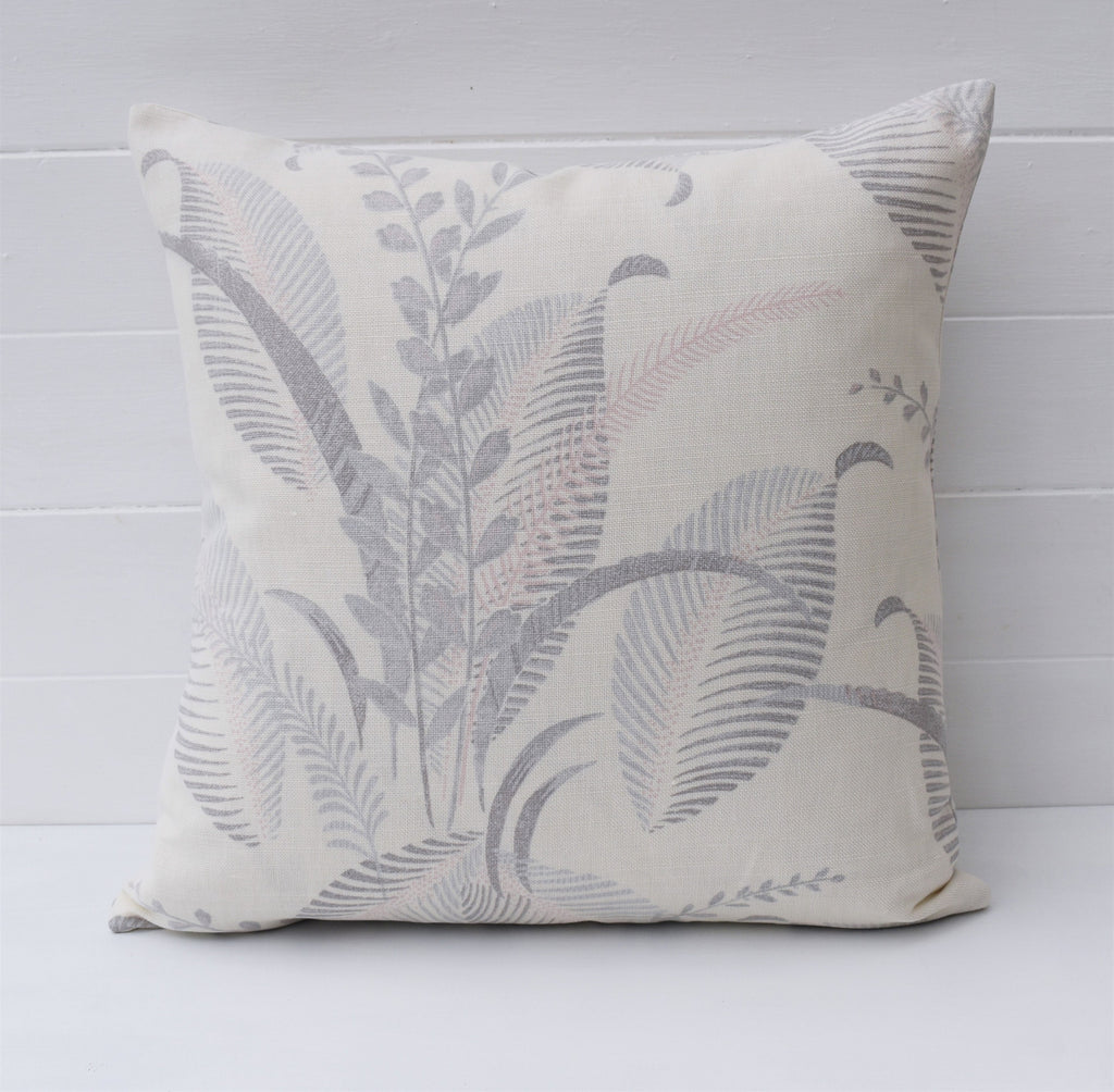 Laura Ashley Floral Cushion : Handmade in Palms Silver with Zip Closure