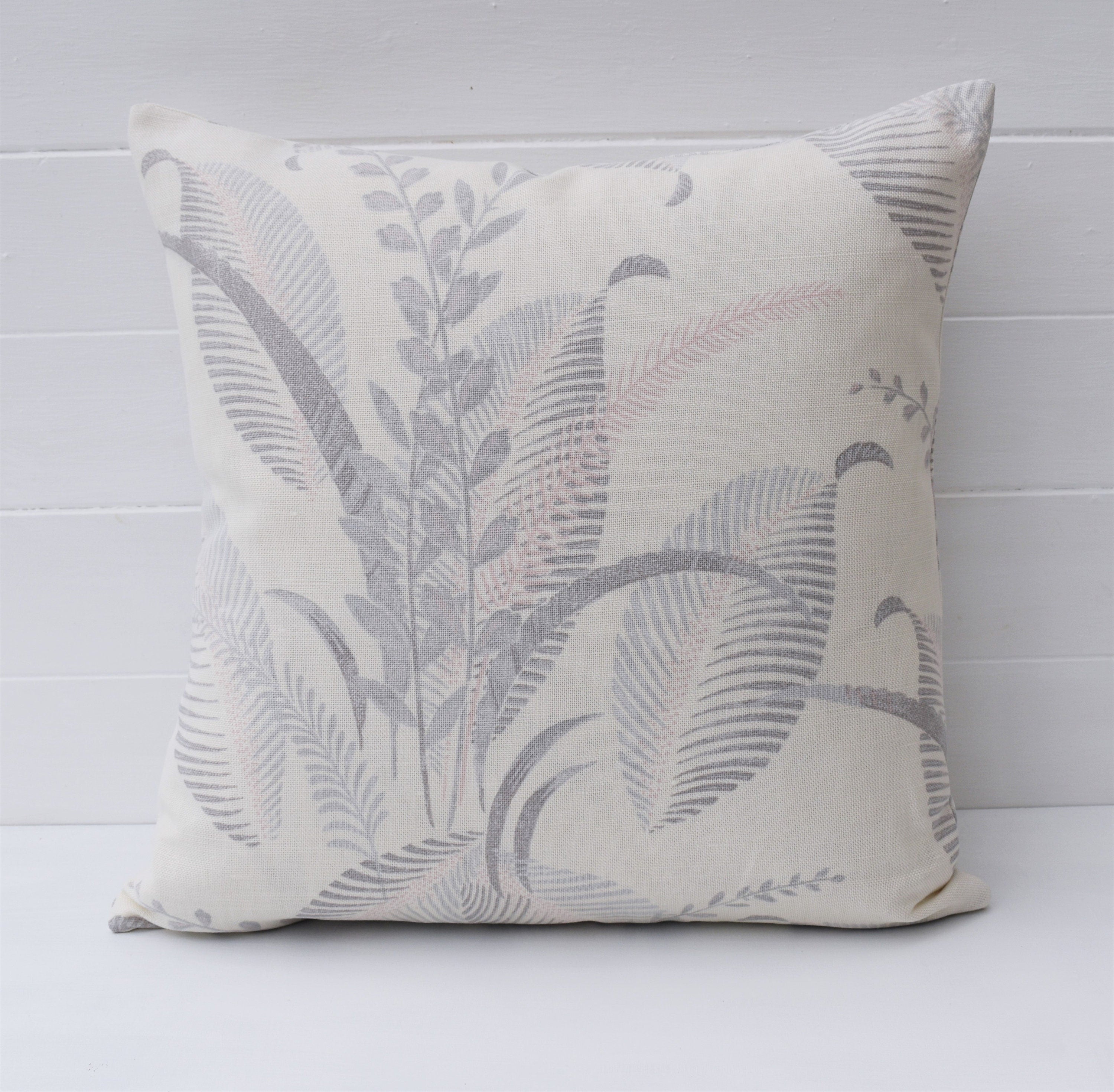 Laura Ashley Floral Cushion : Handmade in Palms Silver with Zip Closure