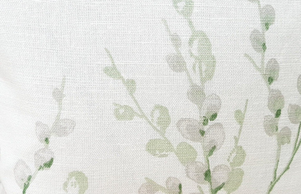 Laura Ashley Green Pussy Willow Cushion, 18" by 12" Floral Hedgerow Pillow, backed in Austen Off White, Handmade with a Zip Fastening