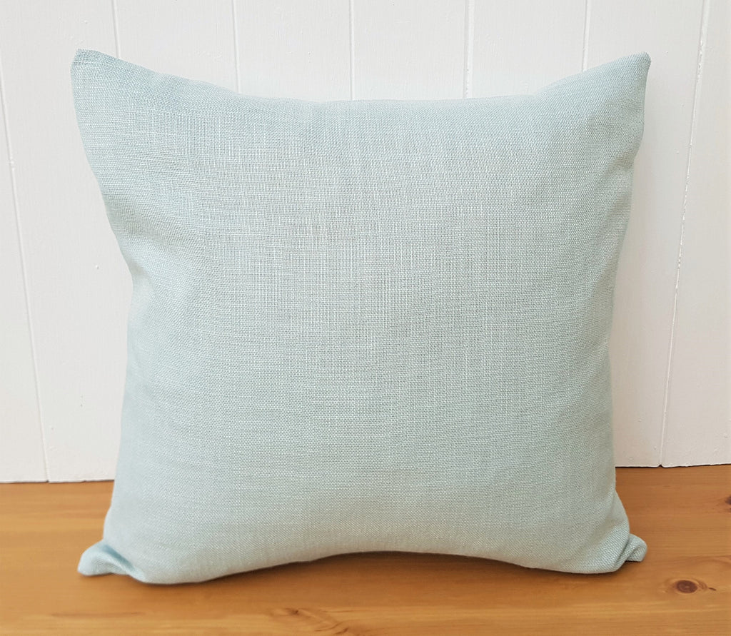 Laura Ashley Bacall Duck Egg Cushion : Linen Blend Handmade with Zip Closure, 16"