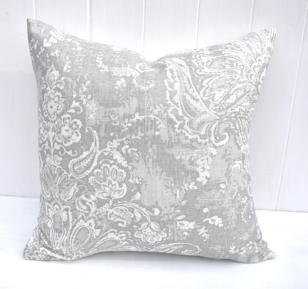 Laura Ashley Maddox Silver Cushion, The Same Fabric on both sides, Handmade with a zip fastening 16"