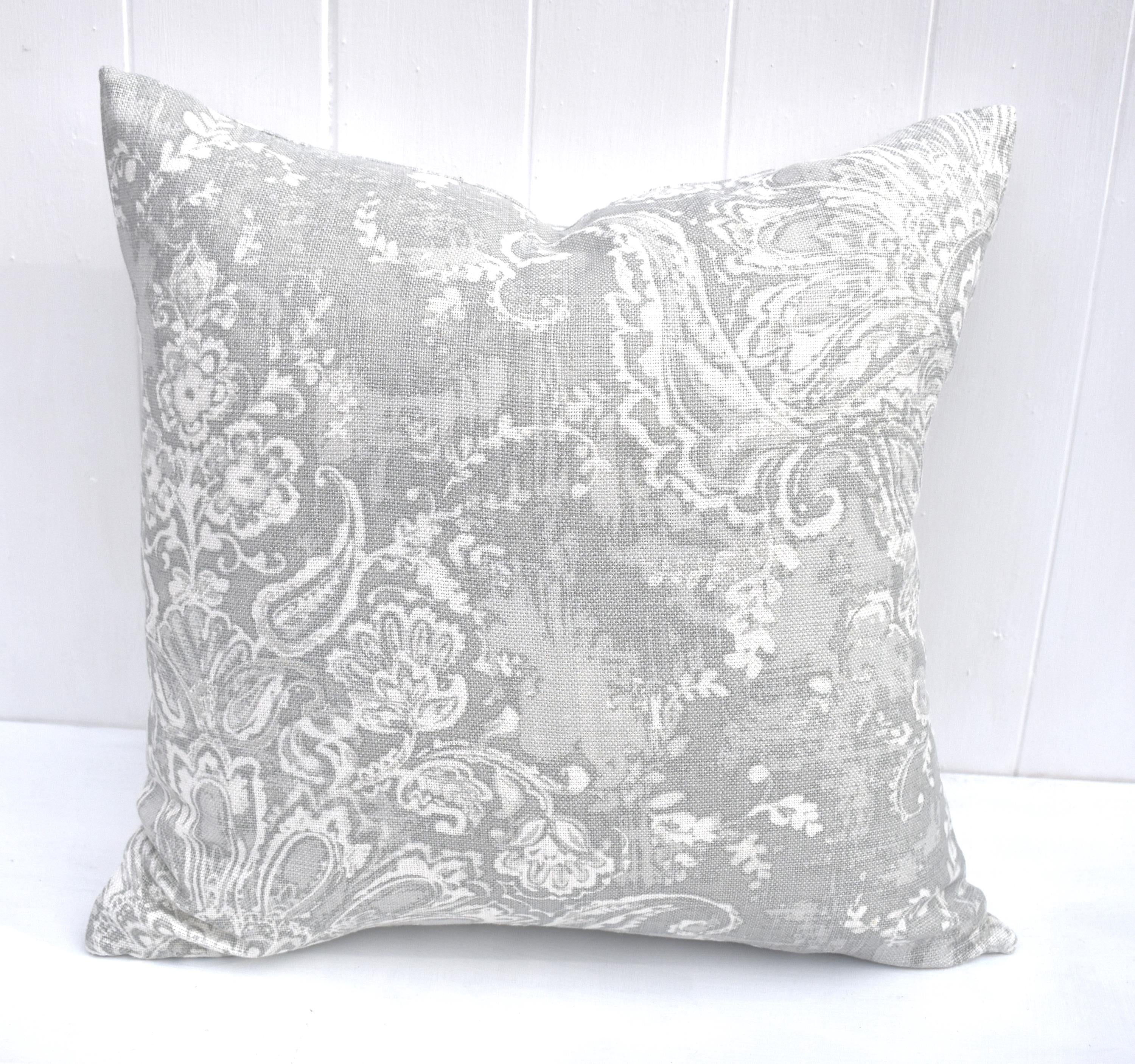 Laura Ashley Maddox Silver Cushion, The Same Fabric on both sides, Handmade with a zip fastening 16"