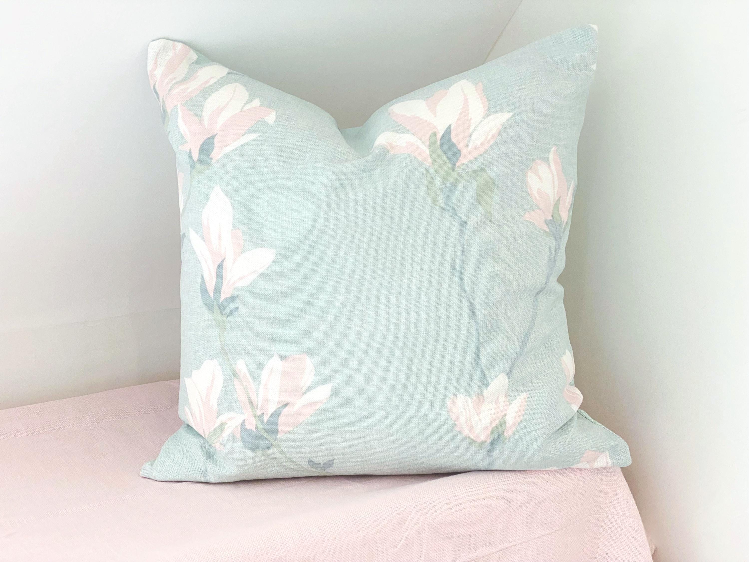 Laura Ashley Magnolia Duck Egg Cushion: Handmade with a Zip Fastening