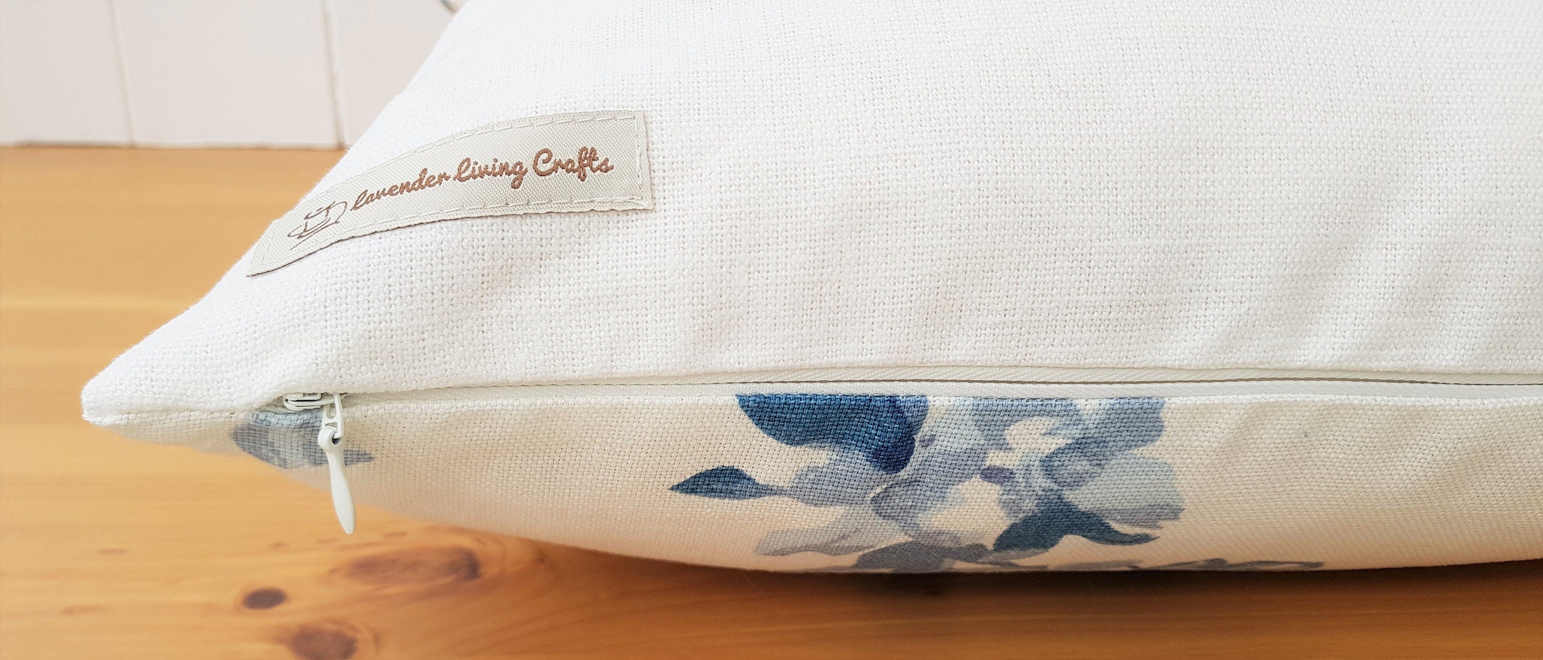Laura Ashley Forsythia Seapray Blue Cushion, Handmade with a Zip Fastening