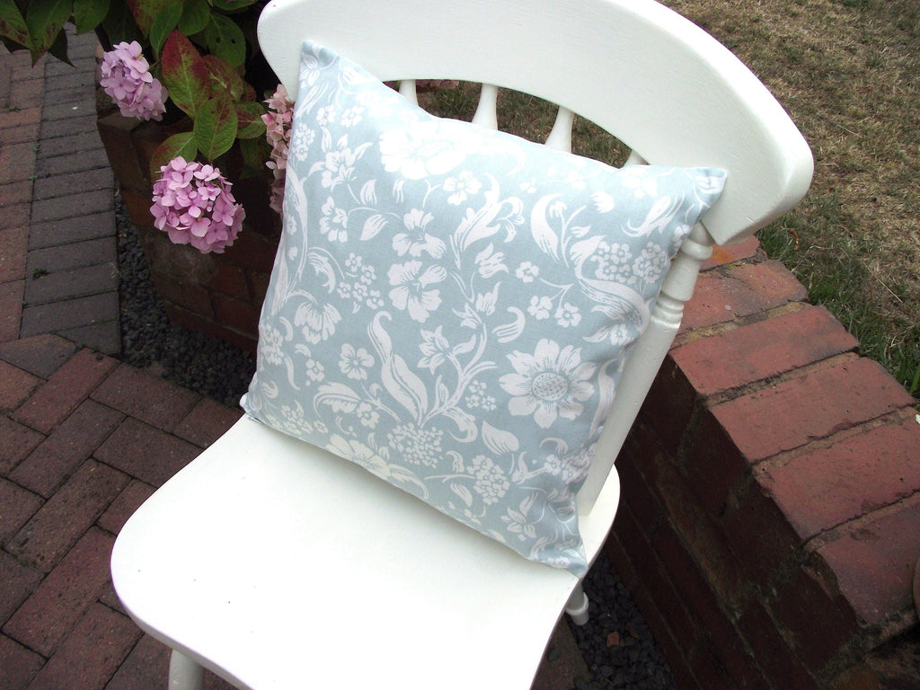 Laura Ashley Floral Cushion, Lyla Duck Egg with Zip Closure, Handmade