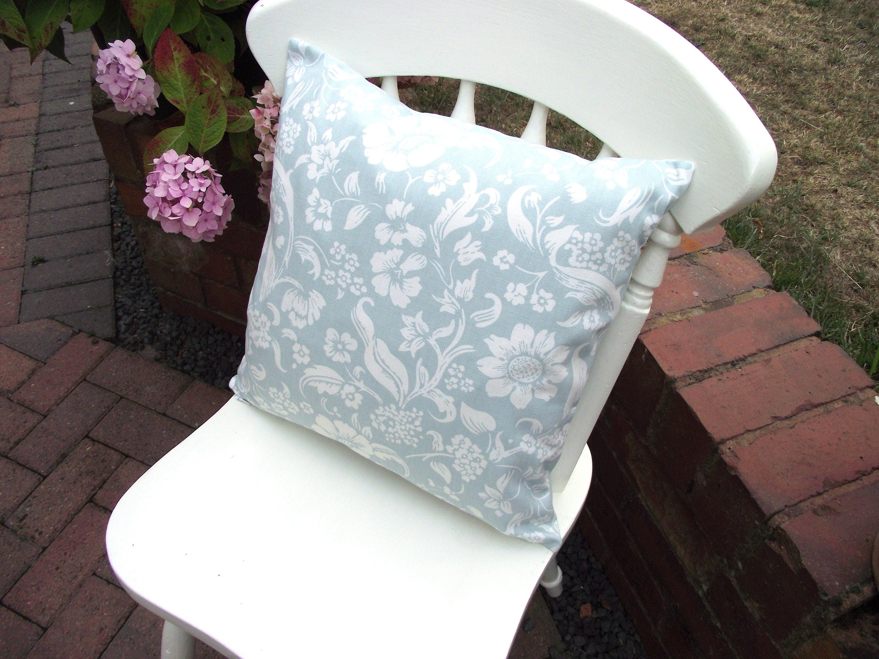 Laura Ashley Floral Cushion, Lyla Duck Egg with Zip Closure, Handmade