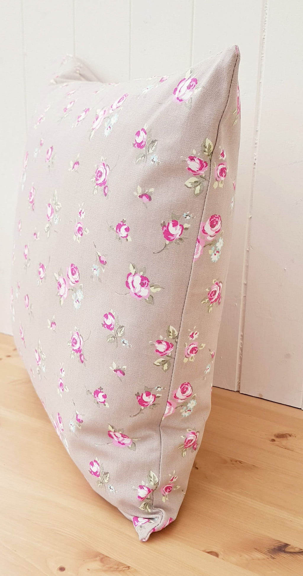 Pink Rosebud Floral Cushion : Handmade Country Pillow