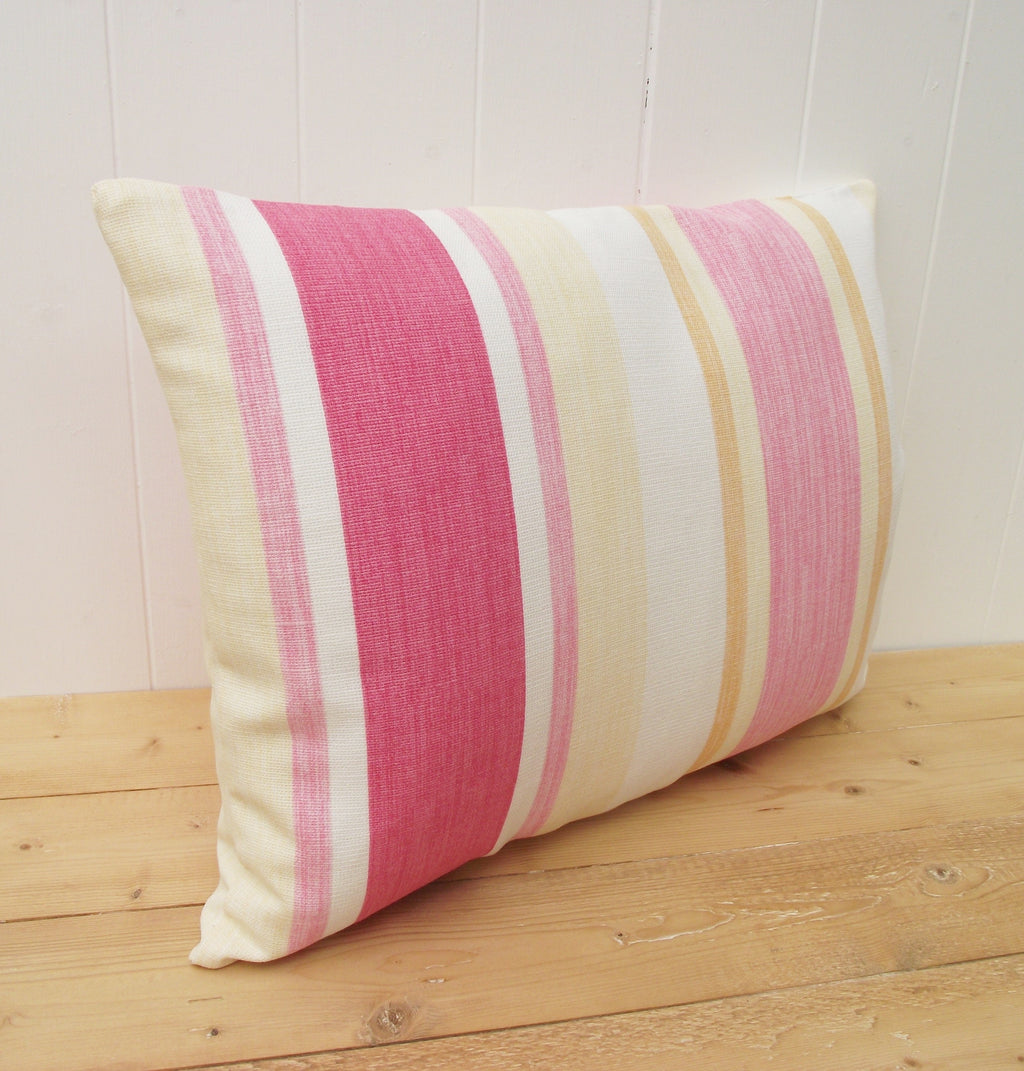 Handmade Laura Ashley Cushion : Pink Awning Stripe with Zip Closure