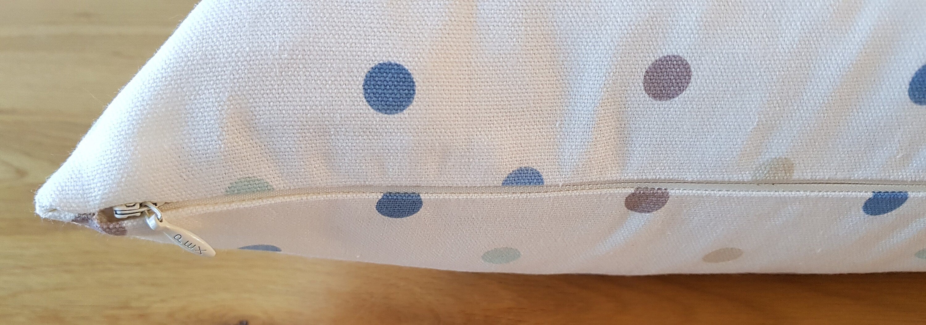 Handmade Polka Dot Cushion: Duck Egg Blue Decorative Pillow