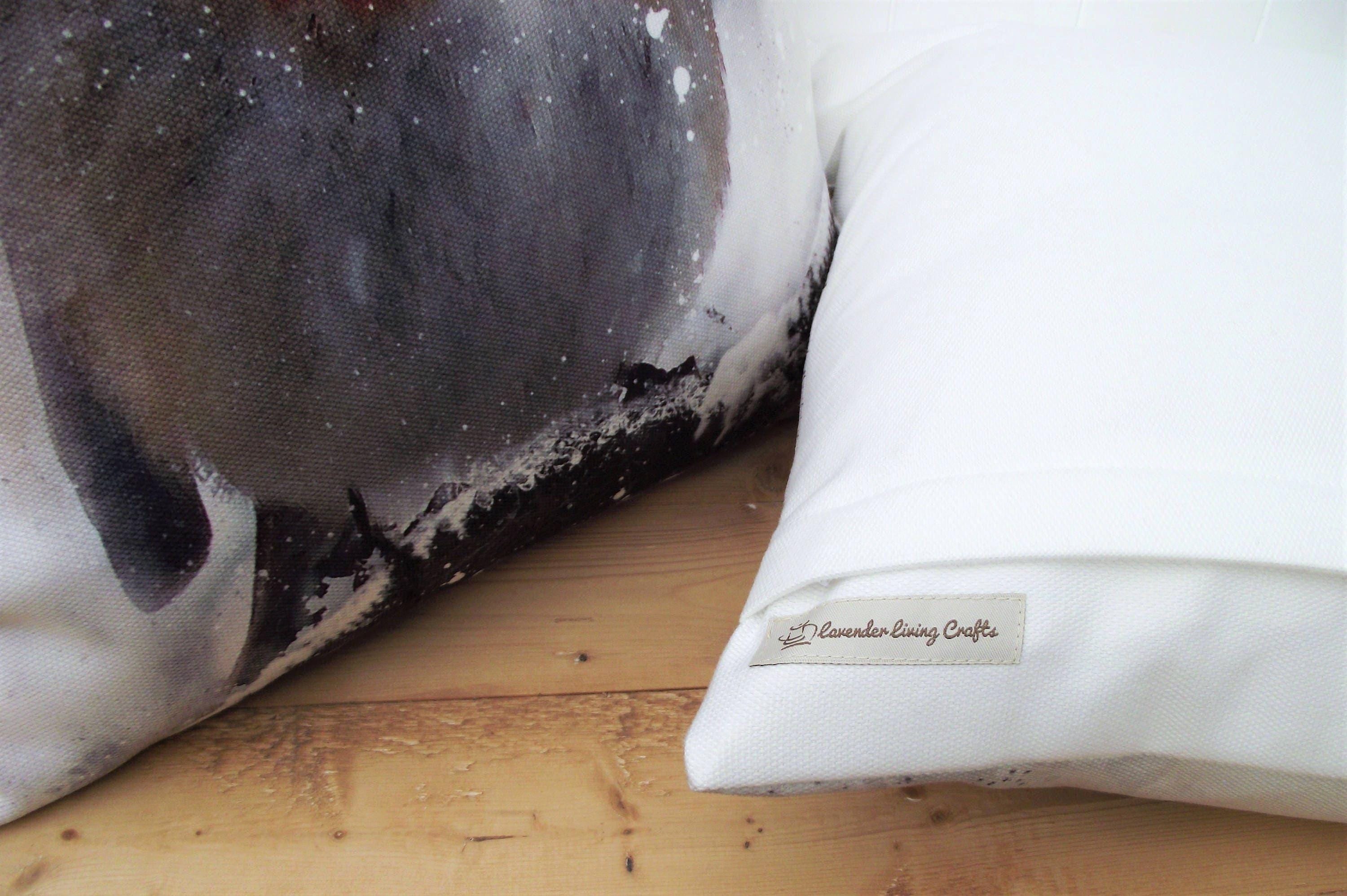 Giraffe Watercolor Print Cushion: Grunge Style Pillow, Cover Only or Cover + Pad