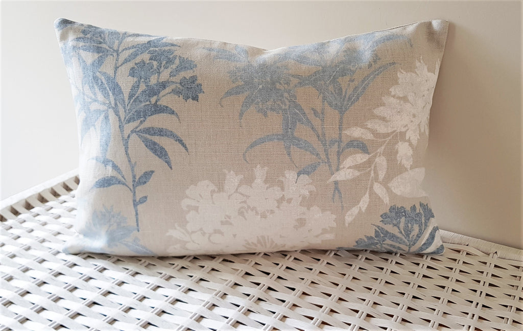 Laura Ashley Tenby Seaspray Cushion, Handmade backed in Austen Natural with zip a fastening