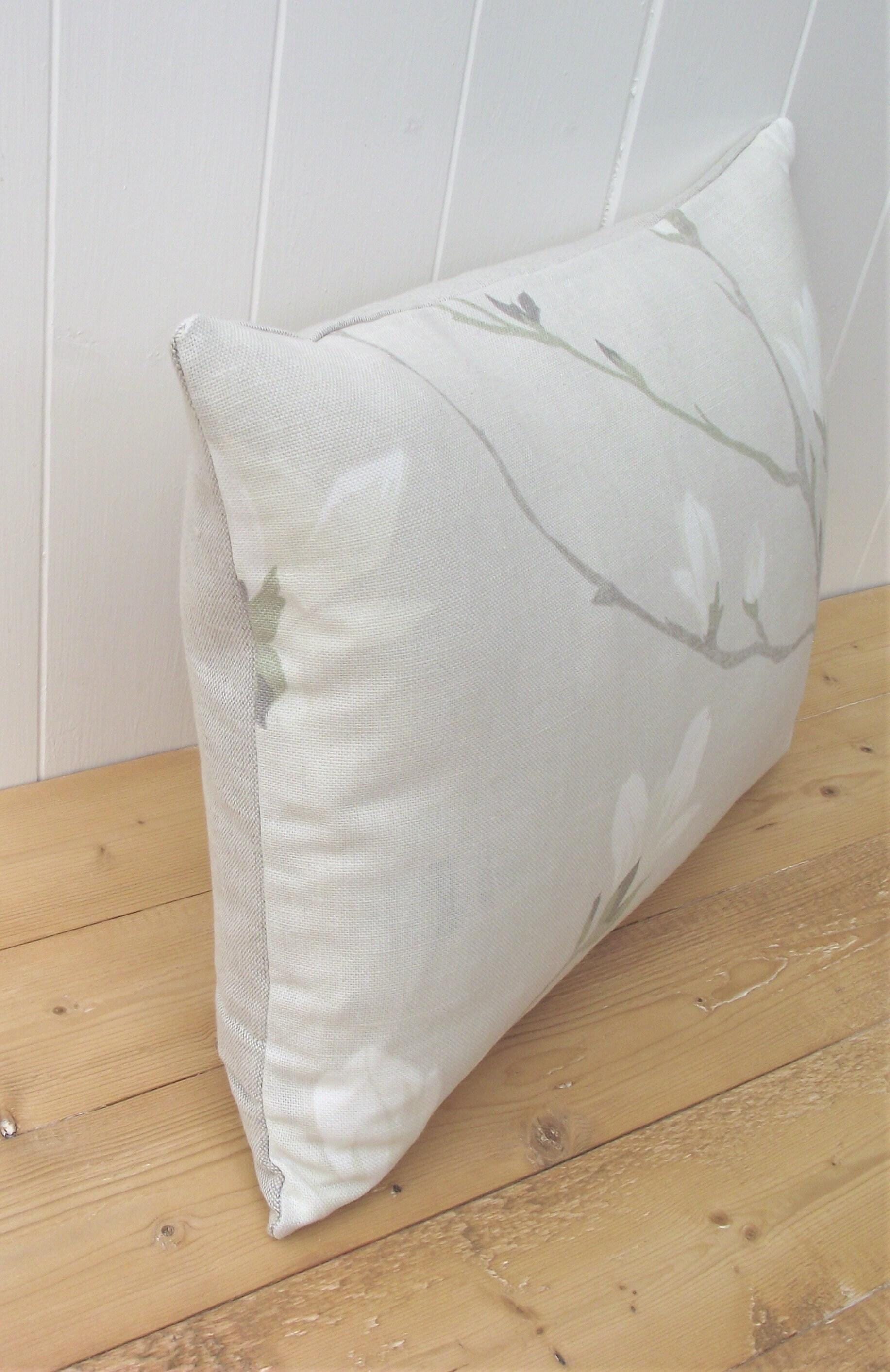 Laura Ashley Magnolia Grove Natural Cushion : Handmade backed in Austen Natural with Zip Closure 18" by 12"