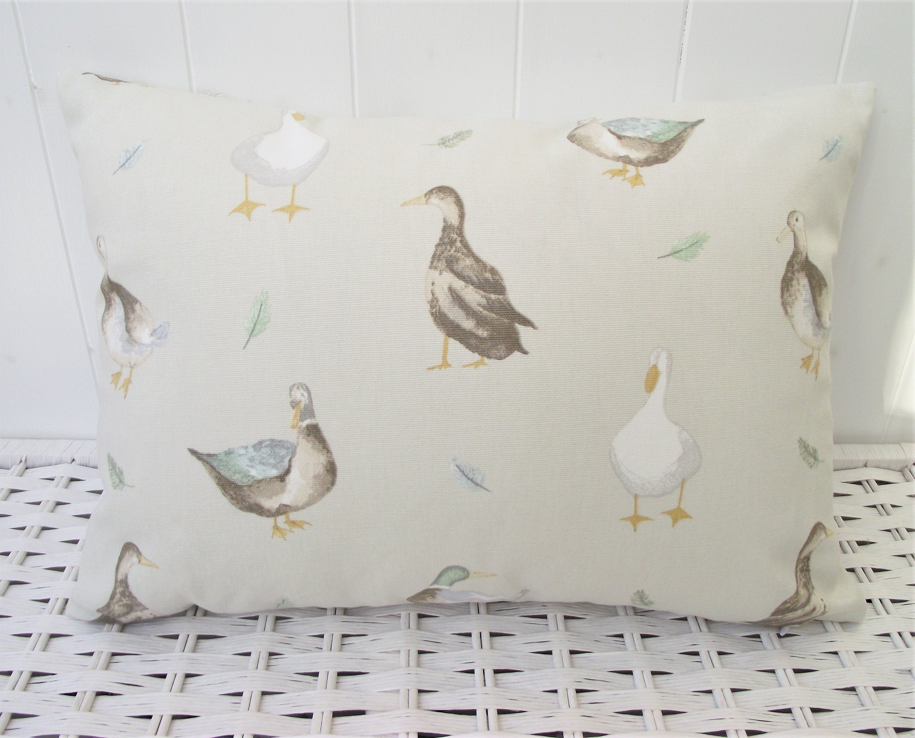 Ducks Country Cushion, Jenny Duck Fabric on both sides with Zip a Fastening