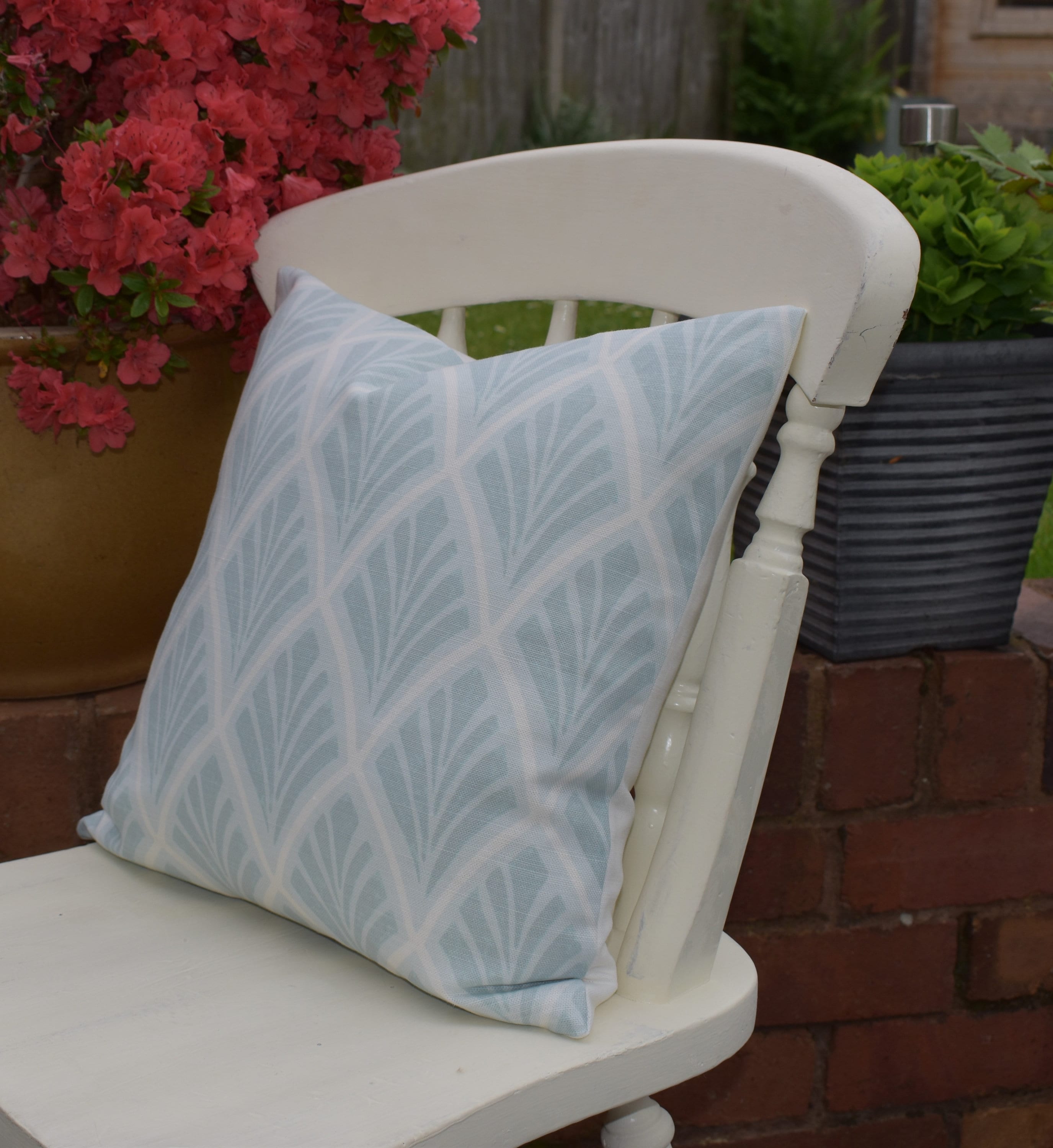 Laura Ashley Florin Duck Egg Cushion, Handmade with a Zip Fastening