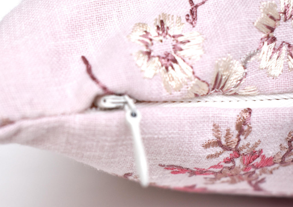 Laura Ashley Oriental Blossom Blush Pink Embroidered Cushion, Hand made with a zip fastening 16"