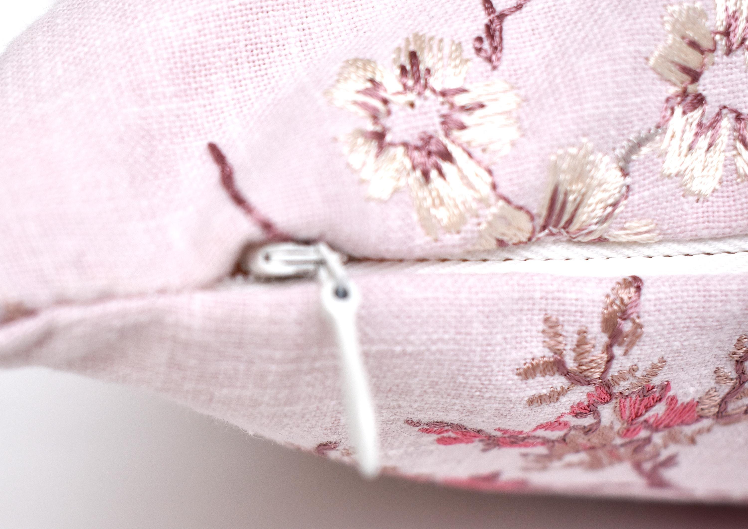 Laura Ashley Oriental Blossom Blush Pink Embroidered Cushion, Hand made with a zip fastening 16"