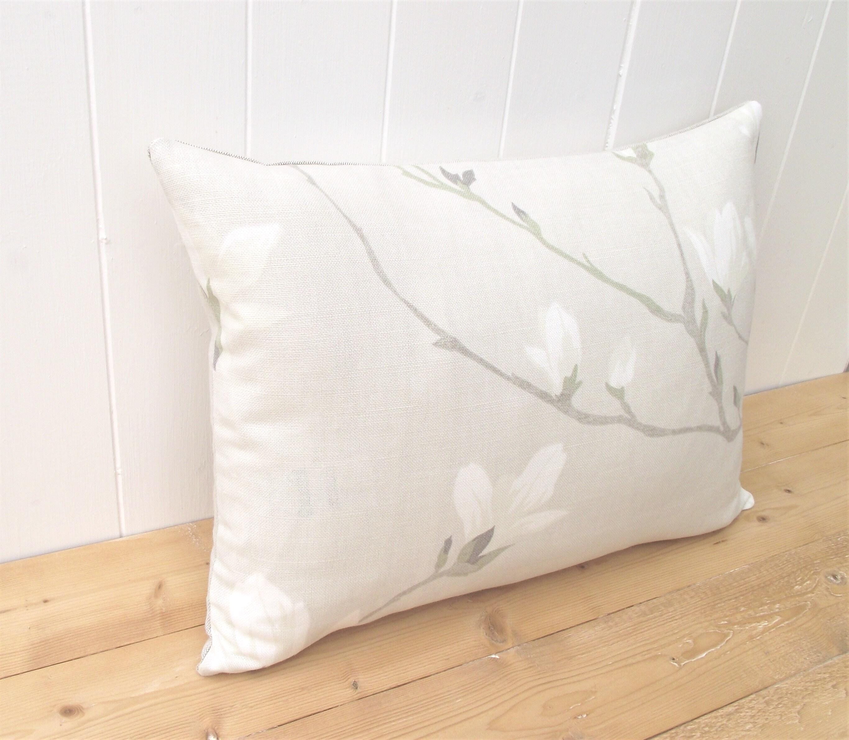 Laura Ashley Magnolia Grove Natural Cushion : Handmade backed in Austen Natural with Zip Closure 18" by 12"