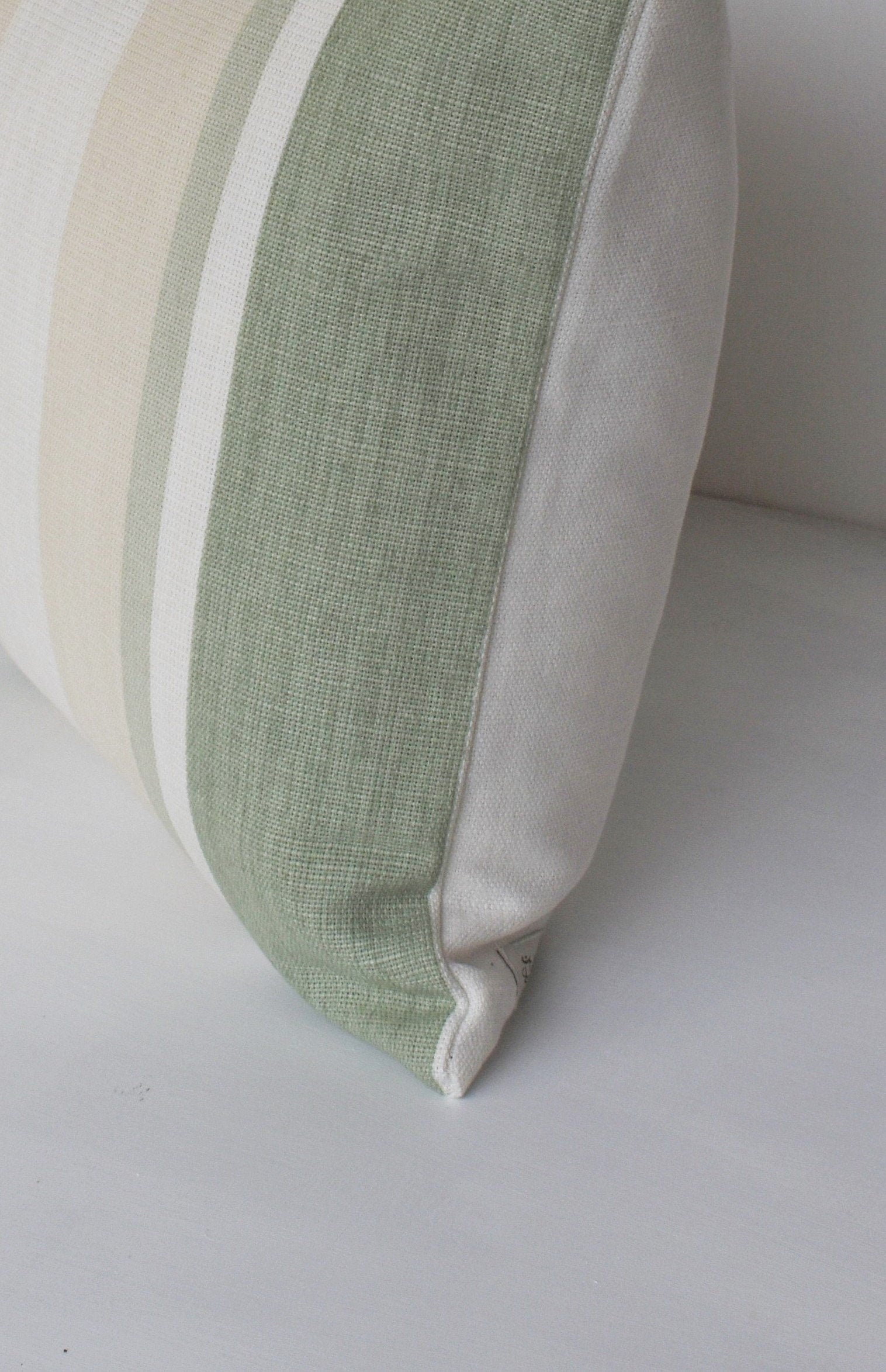Laura Ashley Awning Stripe Hedgerow Cushion, Handmade to order therefore stripe position may vary to photos.