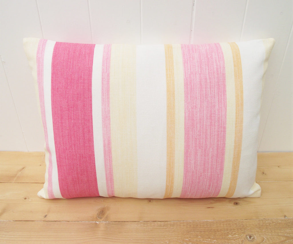 Handmade Laura Ashley Cushion : Pink Awning Stripe with Zip Closure