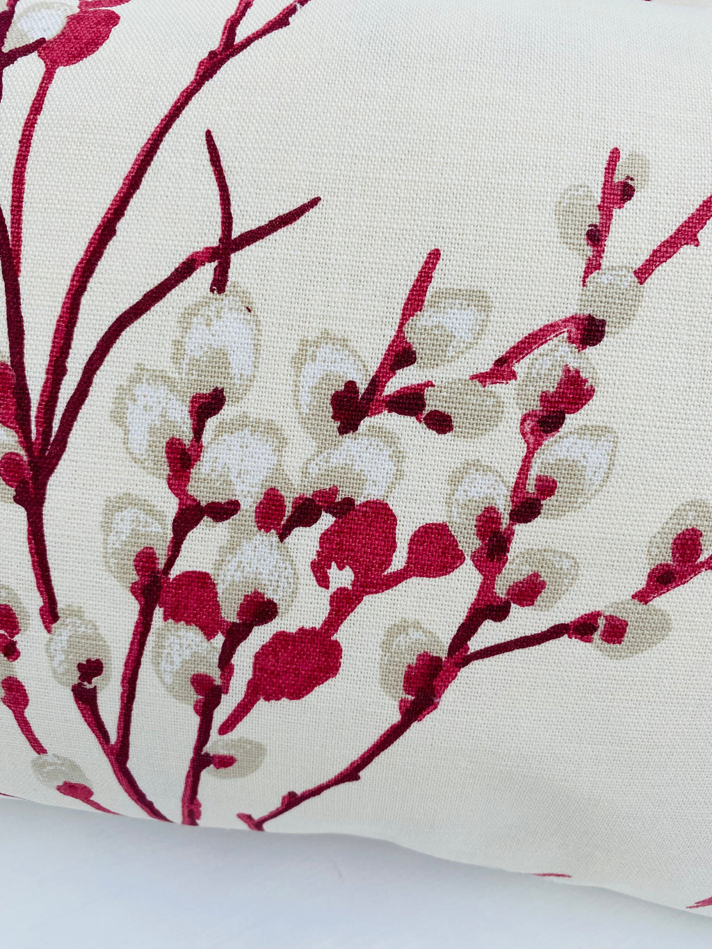 Laura Ashley Pussy Willow Red Cranberry Cushion, Handmade with a Zip Fastening