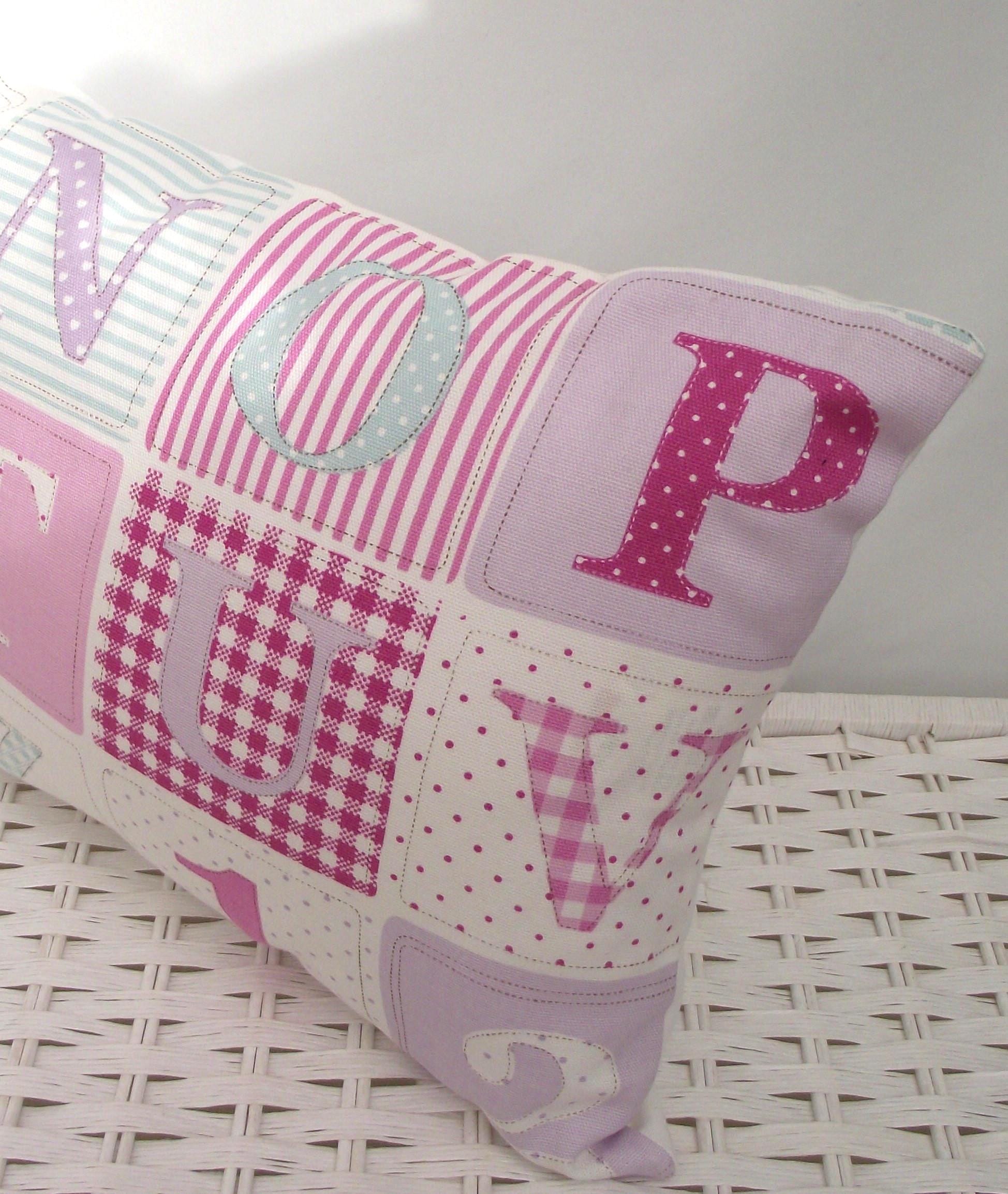 Fryetts Pink Alphabet Cushion: Handmade Nursery Decor