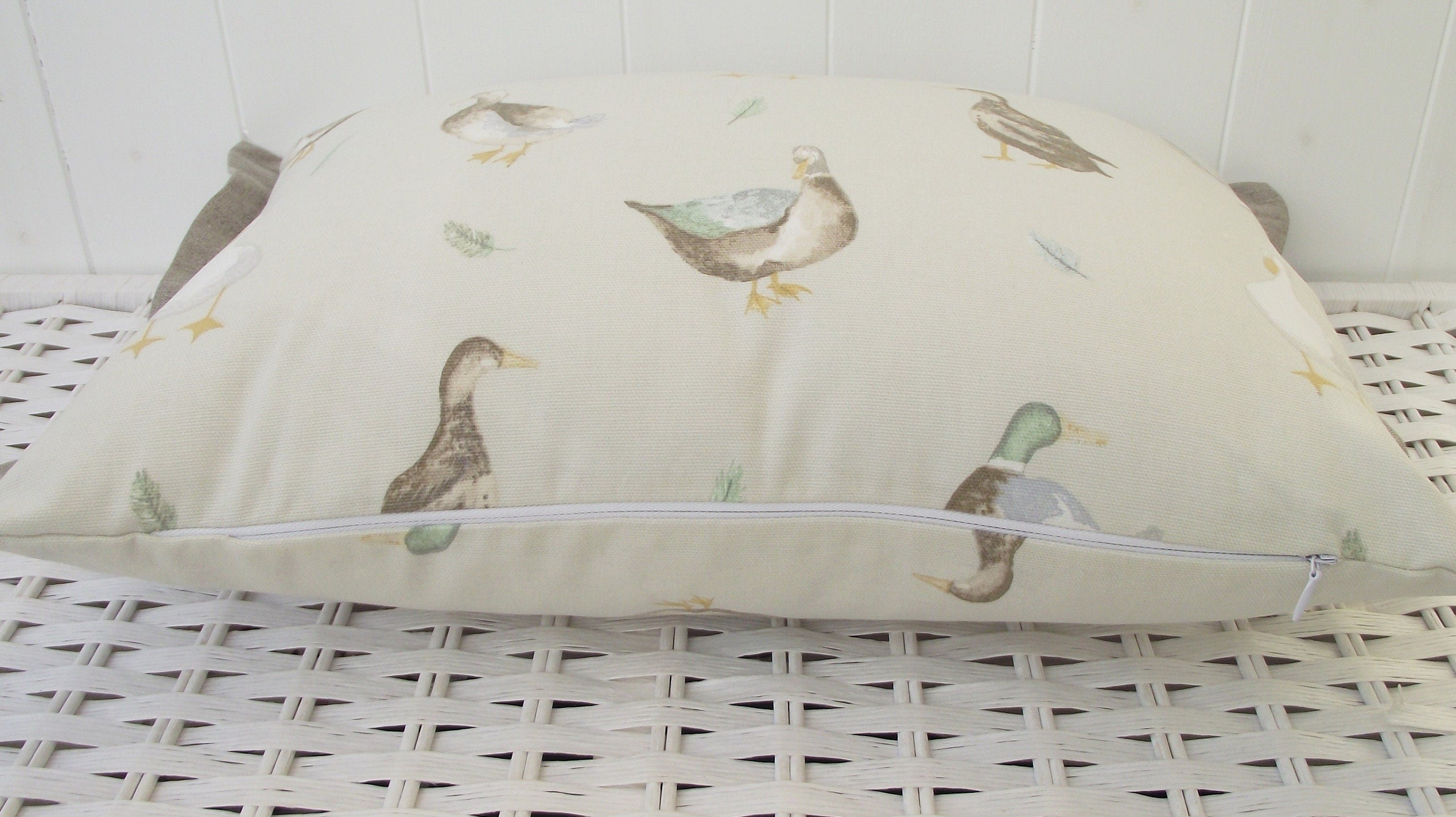 Ducks Country Cushion, Jenny Duck Fabric on both sides with Zip a Fastening