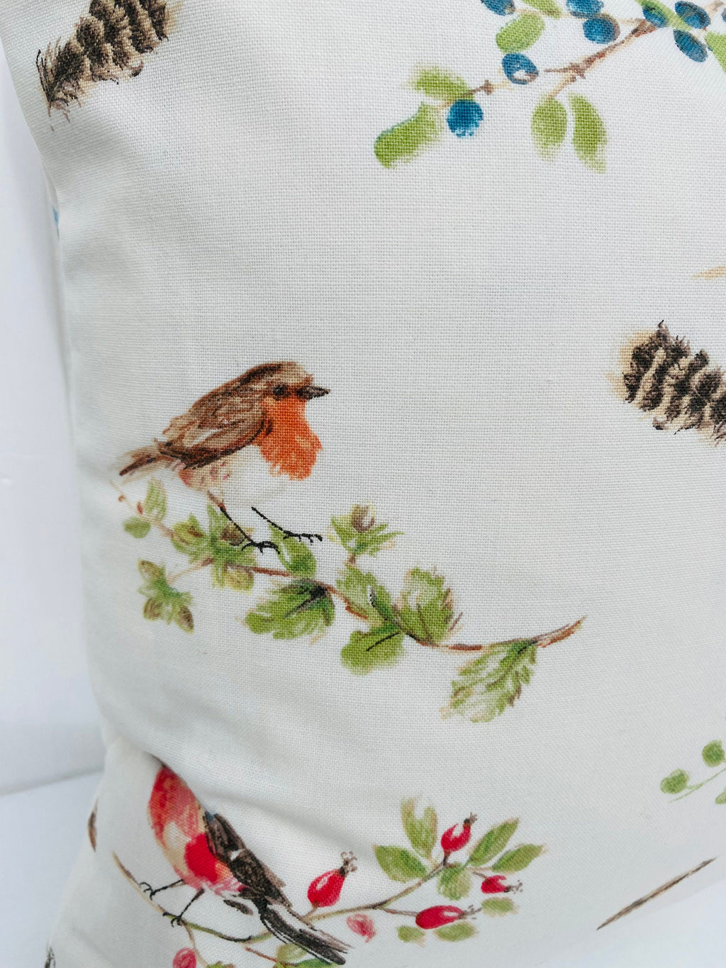 Laura Ashley British Birds Hedgerow Cushion, Birds on both sides, Handmade with a Zip Fastening