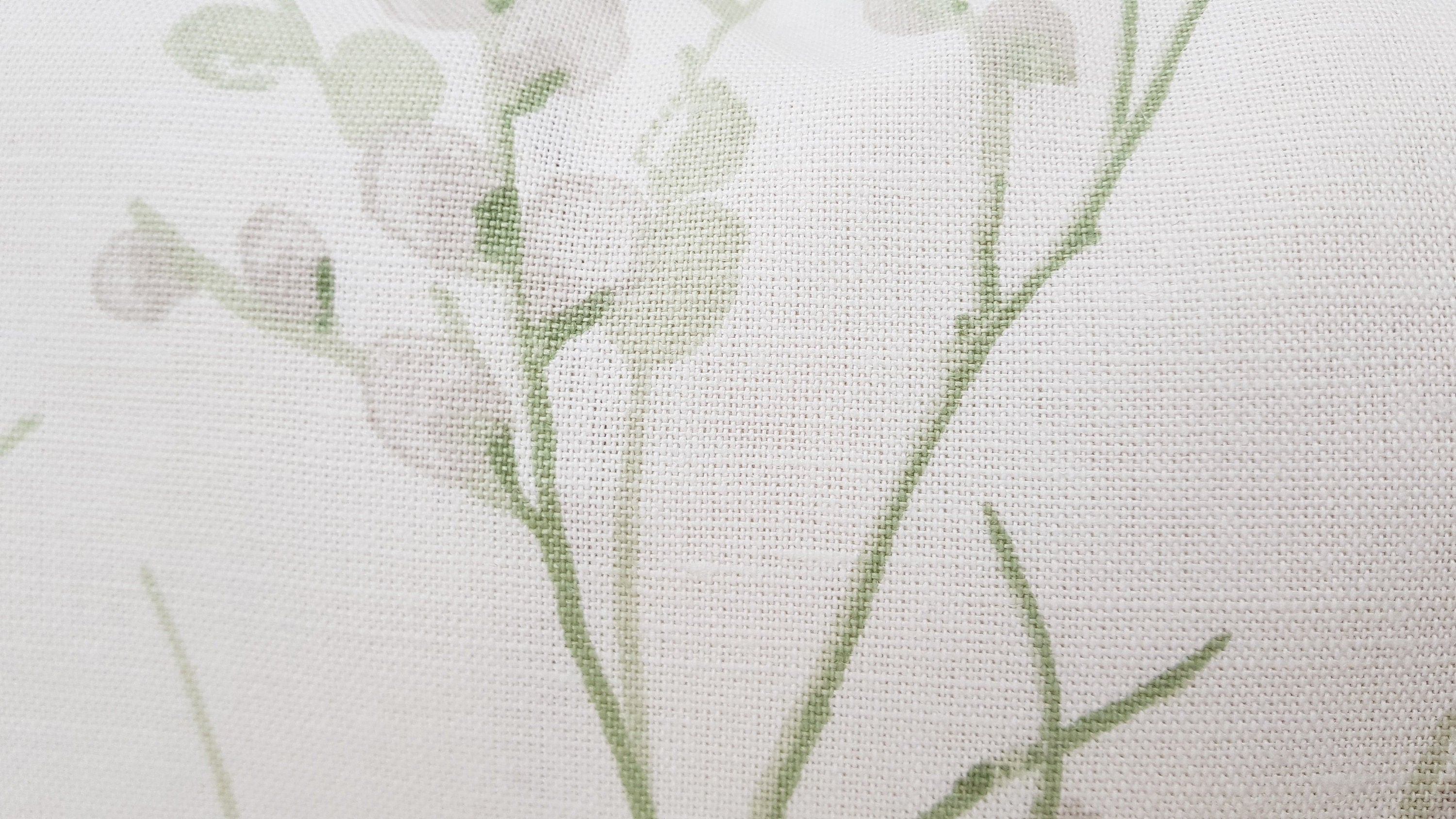 Laura Ashley Green Pussy Willow Cushion, 18" by 12" Floral Hedgerow Pillow, backed in Austen Off White, Handmade with a Zip Fastening