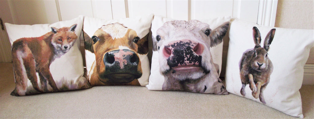 White Cow Face Cushion: Handmade Wendy Darker Pillow, Cover Only or Cover With Pad