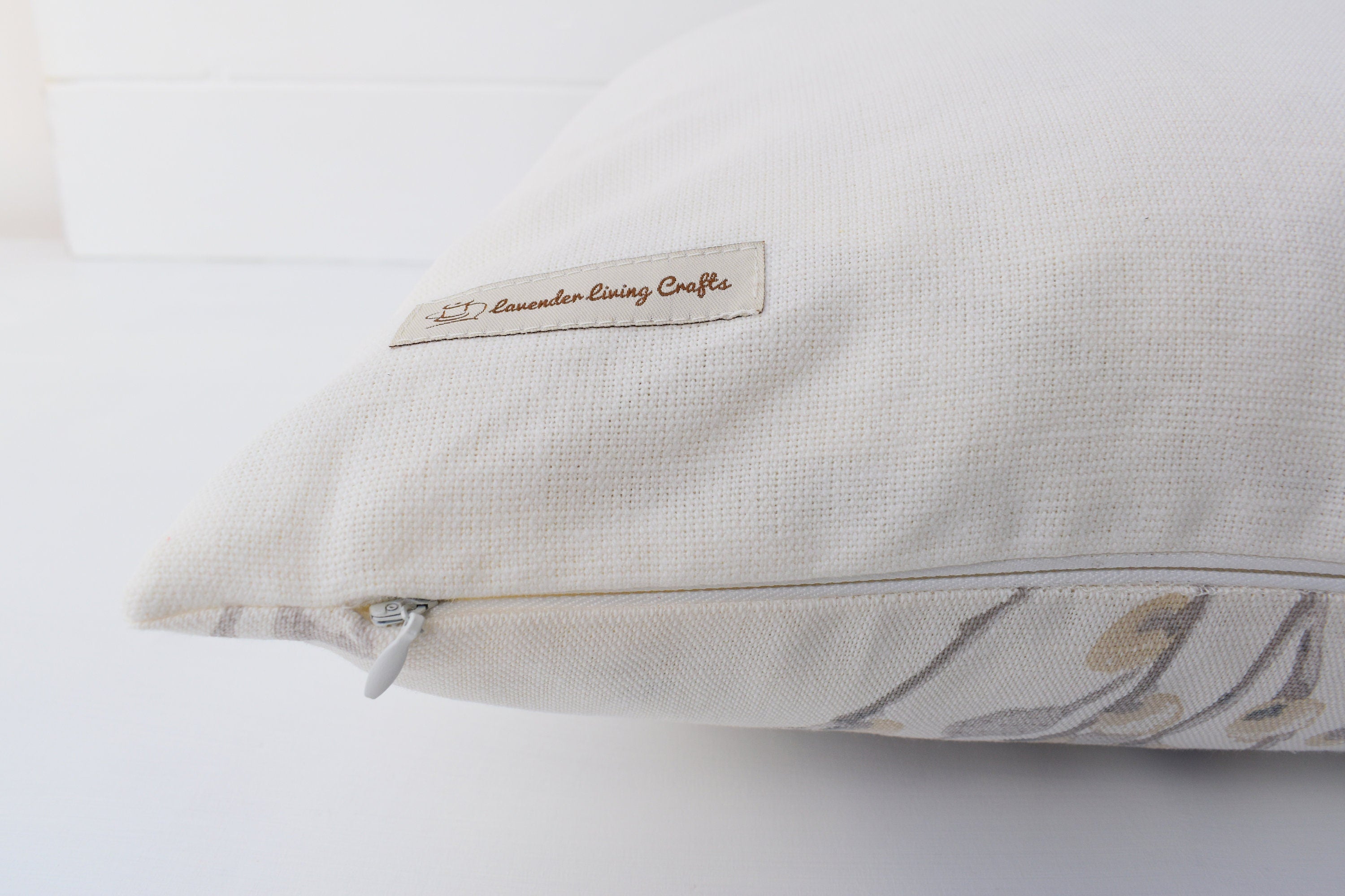 Laura Ashley Pussy Willow Dove Grey Cushion, Off White Dove Grey backed in Laura Ashley Austen Fabric, Handmade with a Zip Fastening, 16"