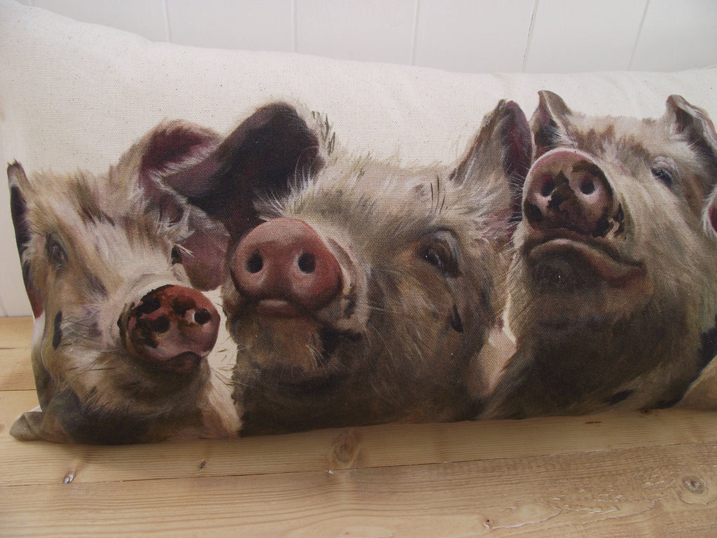 Pig Cushion: Handmade Organic Cotton Wendy Darker Art Print