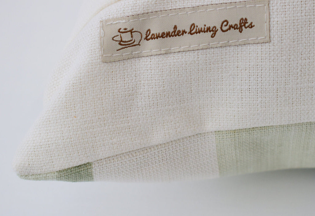 Laura Ashley Awning Stripe Cushion : Hedgerow Green, Linen Blend 18" by 12"