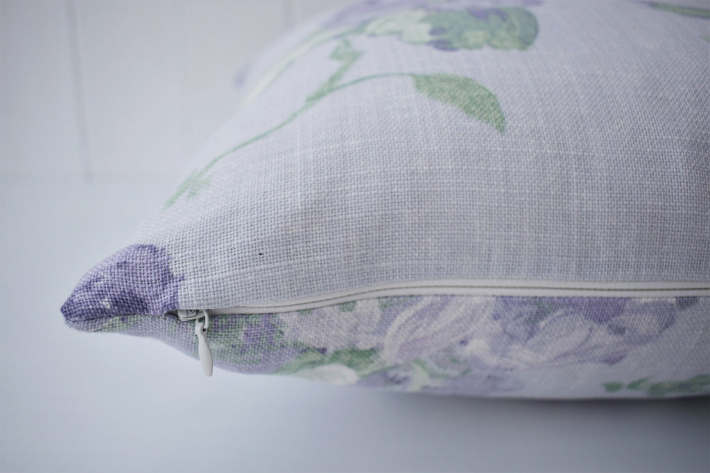 Handmade Laura Ashley Purple Floral Cushion : Purple Violetta on both sides 16"