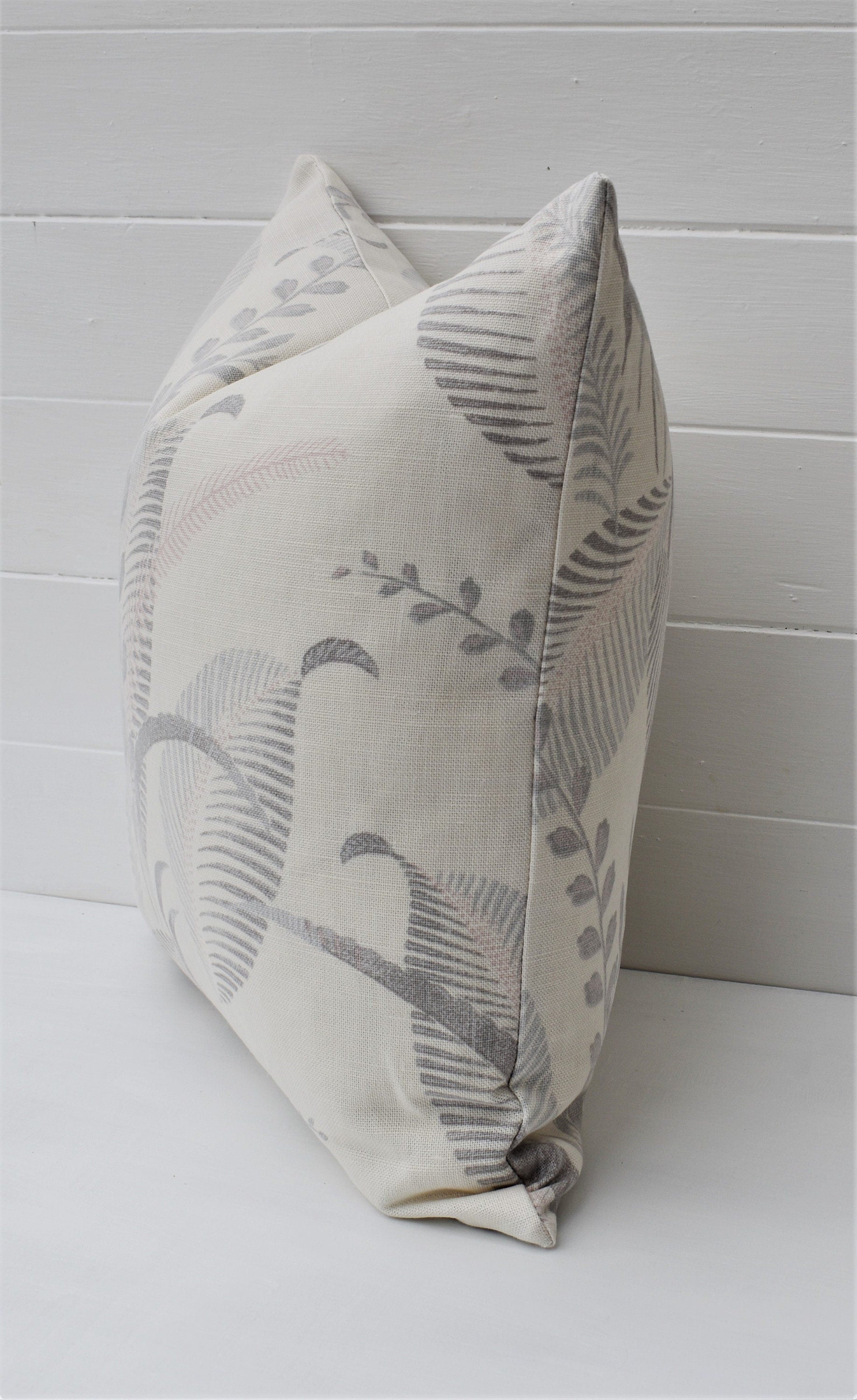 Laura Ashley Floral Cushion : Handmade in Palms Silver with Zip Closure