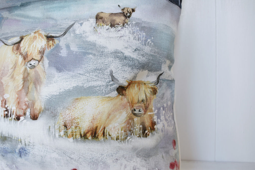 Voyage Maison Highland Cow Cushion: Laura Ashley Backing