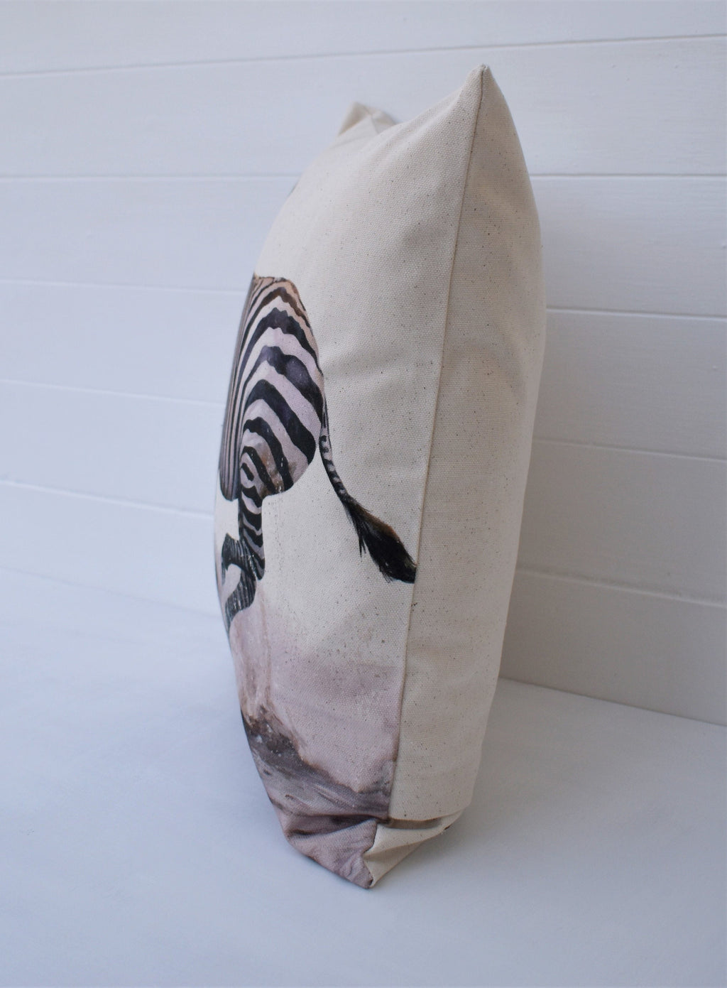 Zebra Art Print Cushion: African Animals Organic Cotton, Wendy Darker, Choice of Cover only or Cover with Pad