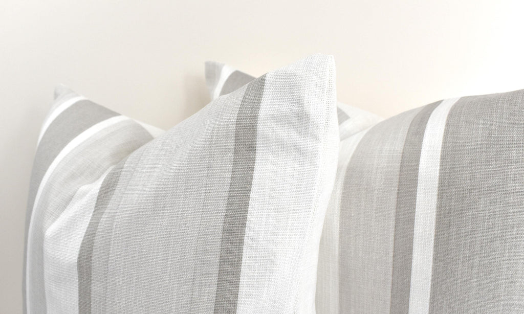 Handmade Laura Ashley Awning Stripe Cushion : Dove Grey with Zip Closure