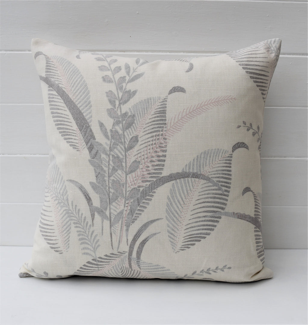 Laura Ashley Floral Cushion : Handmade in Palms Silver with Zip Closure