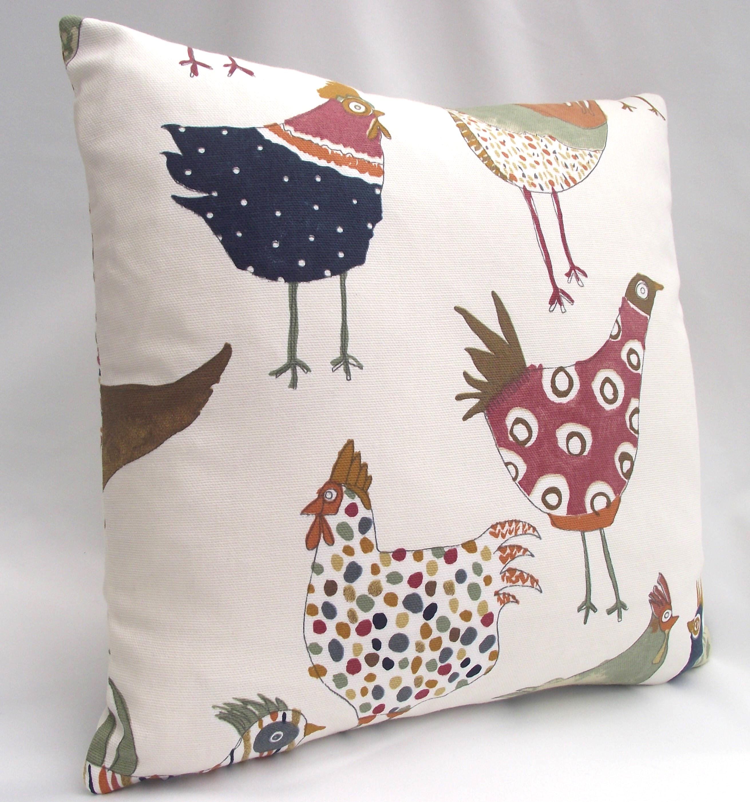 Harriet Hen Cushion: Small Handmade Hens and Cockerels Cushion including pad