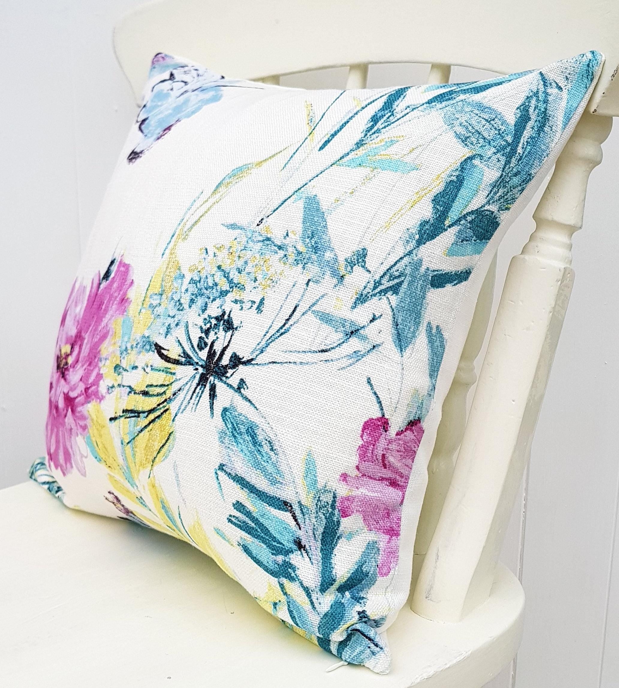 Laura Ashley cosmos Floral Cushion : Handmade with Laura Ashley Austen back, 16"