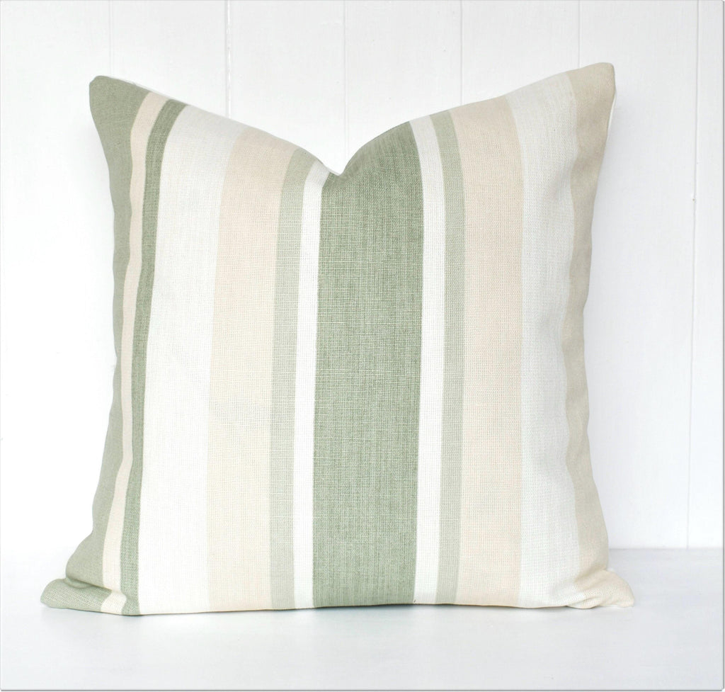 Laura Ashley Awning Stripe Hedgerow Cushion, Handmade to order therefore stripe position may vary to photos.