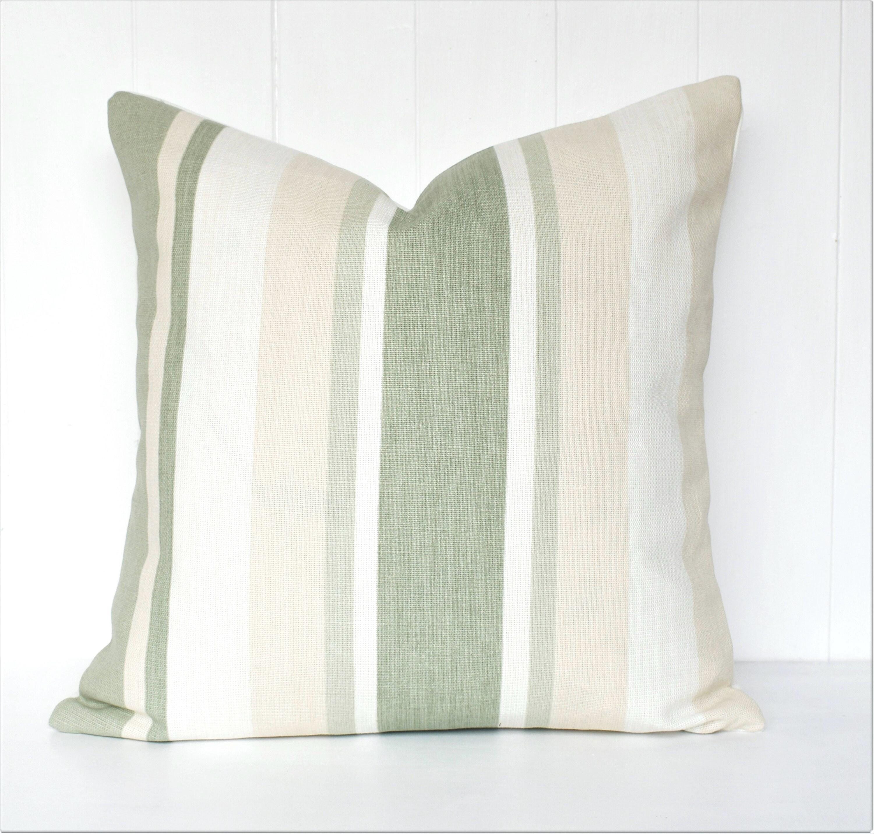 Laura Ashley Awning Stripe Hedgerow Cushion, Handmade to order therefore stripe position may vary to photos.