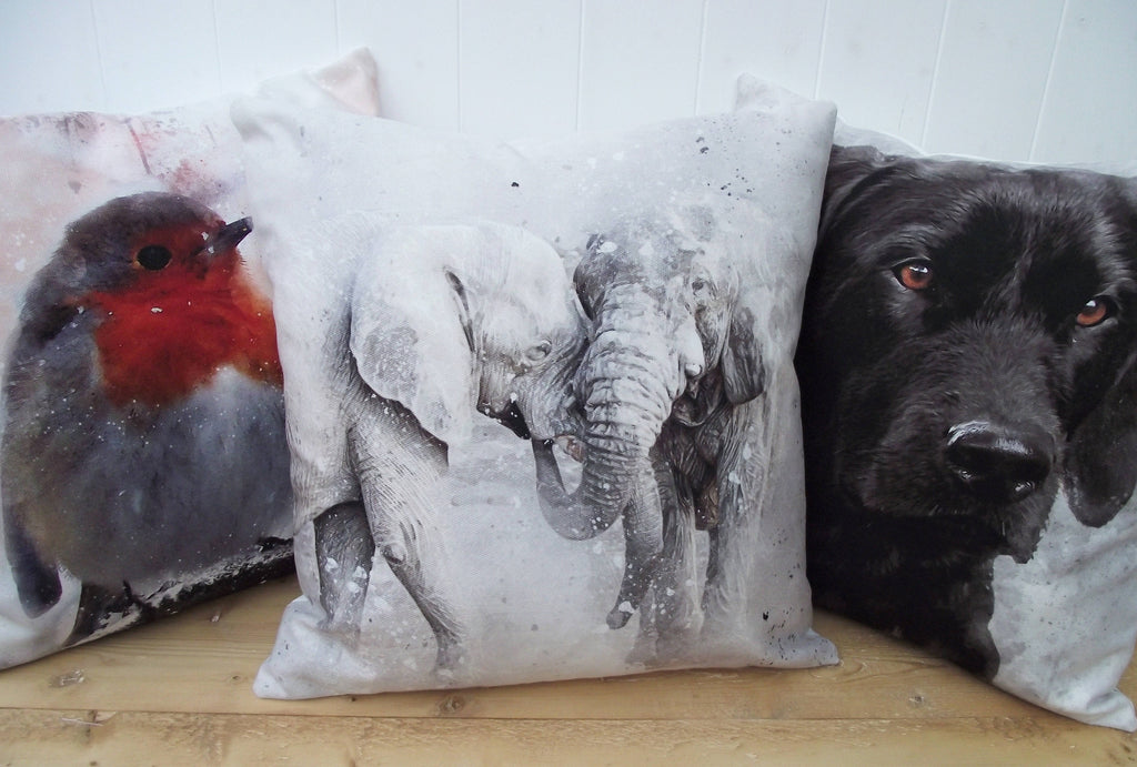 Winter Robin Pillow: Watercolor Bird Art, Snow Scene Cushion, Cover Only or Cover + Pad