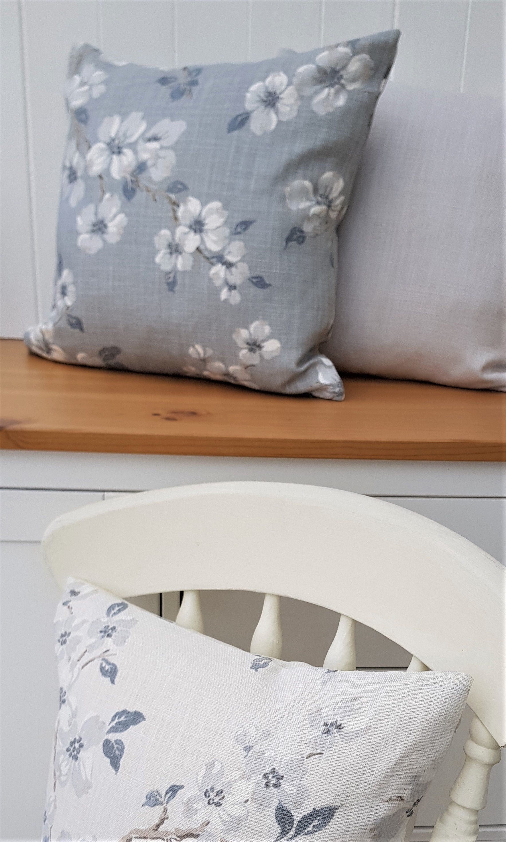 Handmade Laura Ashley Cushion : Iona Slate Grey on both sides with Zip Closure