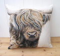 Highland Cow Art Print Cushion: Organic Cotton Wendy Darker Artwork, Choice of Cover Only or Cover + Pad