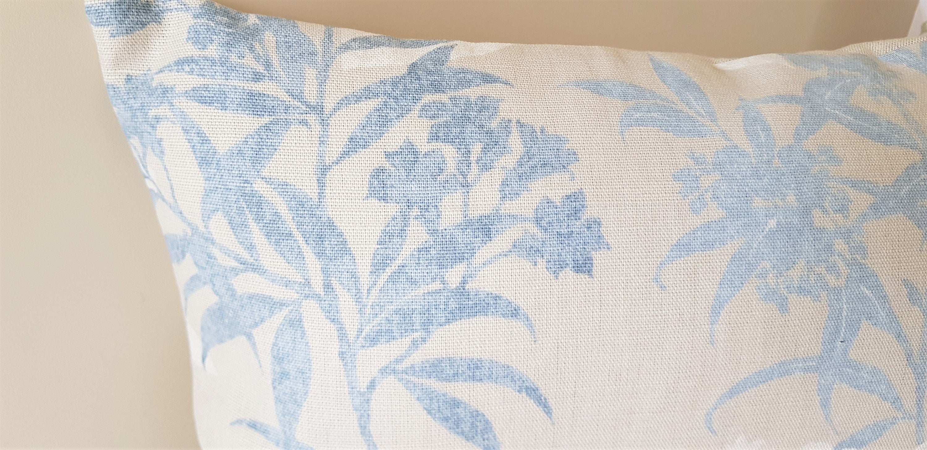 Laura Ashley Tenby Seaspray Cushion, Handmade backed in Austen Natural with zip a fastening