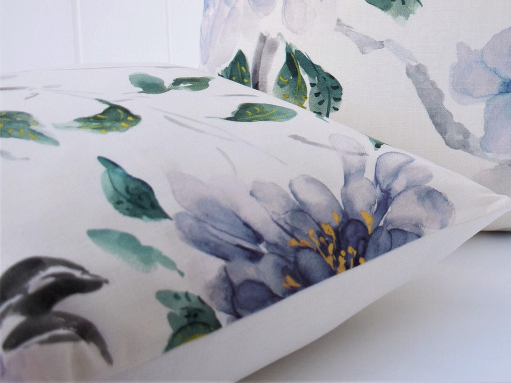Handmade John Lewis Harper Blue Cushion backed with Laura Ashley Austen