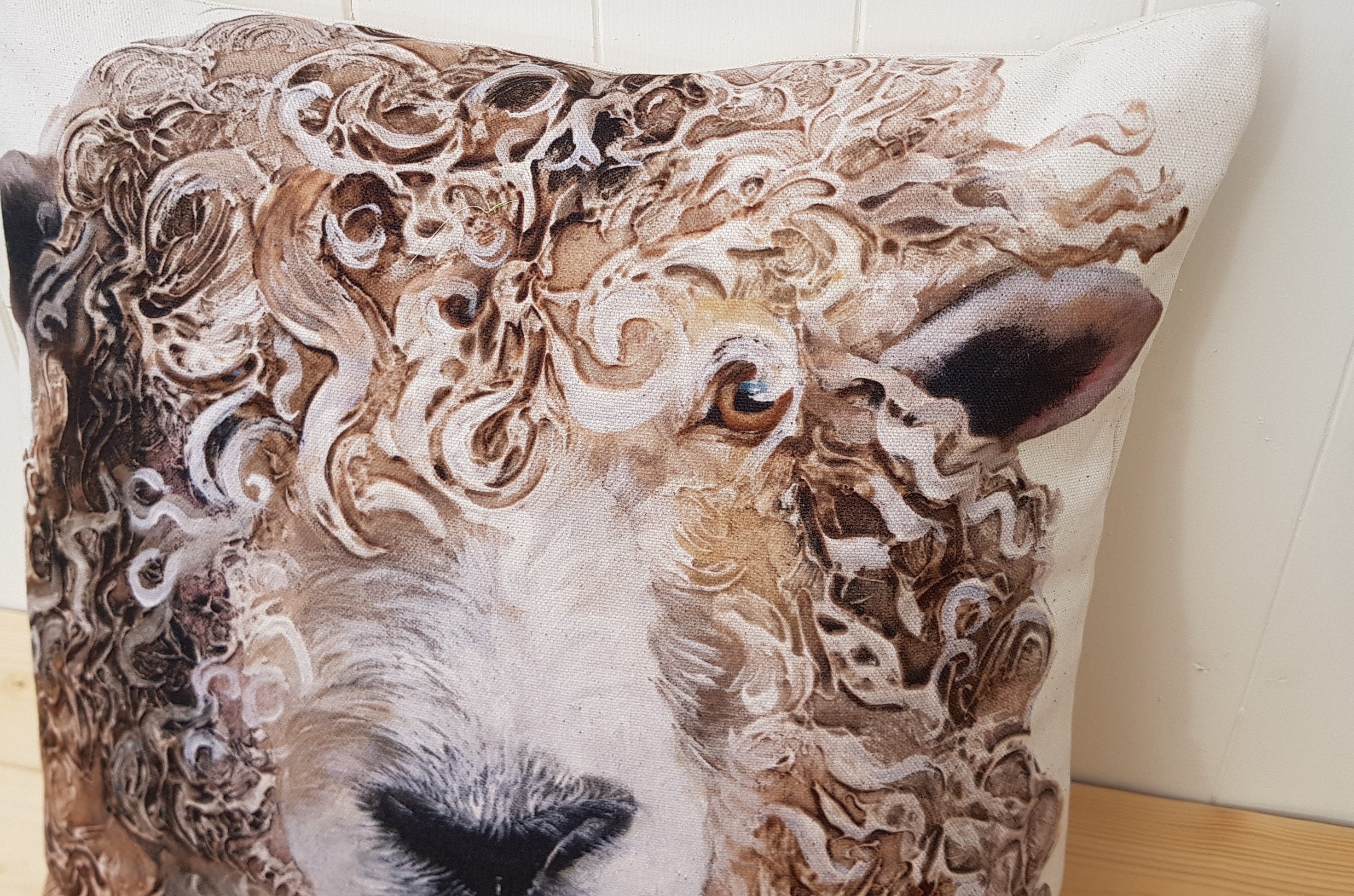 Handmade Sheep Pillow: Wendy Darker Art Print, Choice of Cover Only or Cover with Pad
