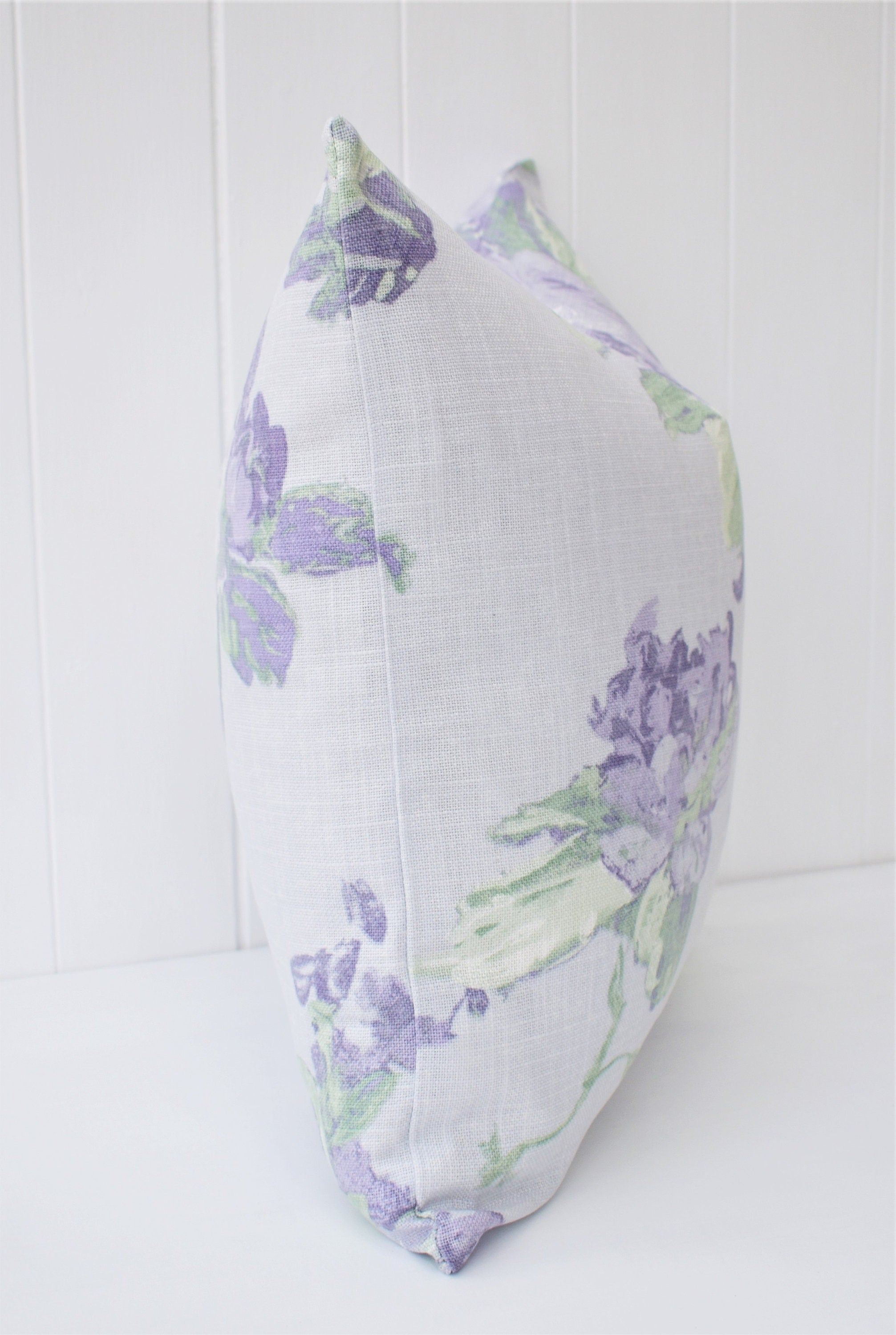 Handmade Laura Ashley Purple Floral Cushion : Purple Violetta on both sides 16"
